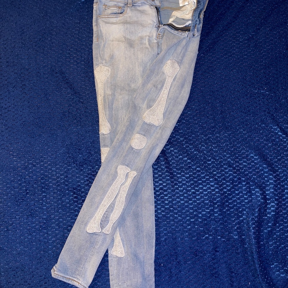 MNML woven embroidery skeleton jeans men 28